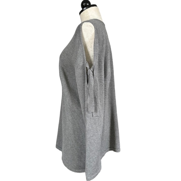 J. Jill Cotton Rayon Cold Shoulder Crew Neck Pullover Sweater Ties Gray Size XL - Picture 6 of 13